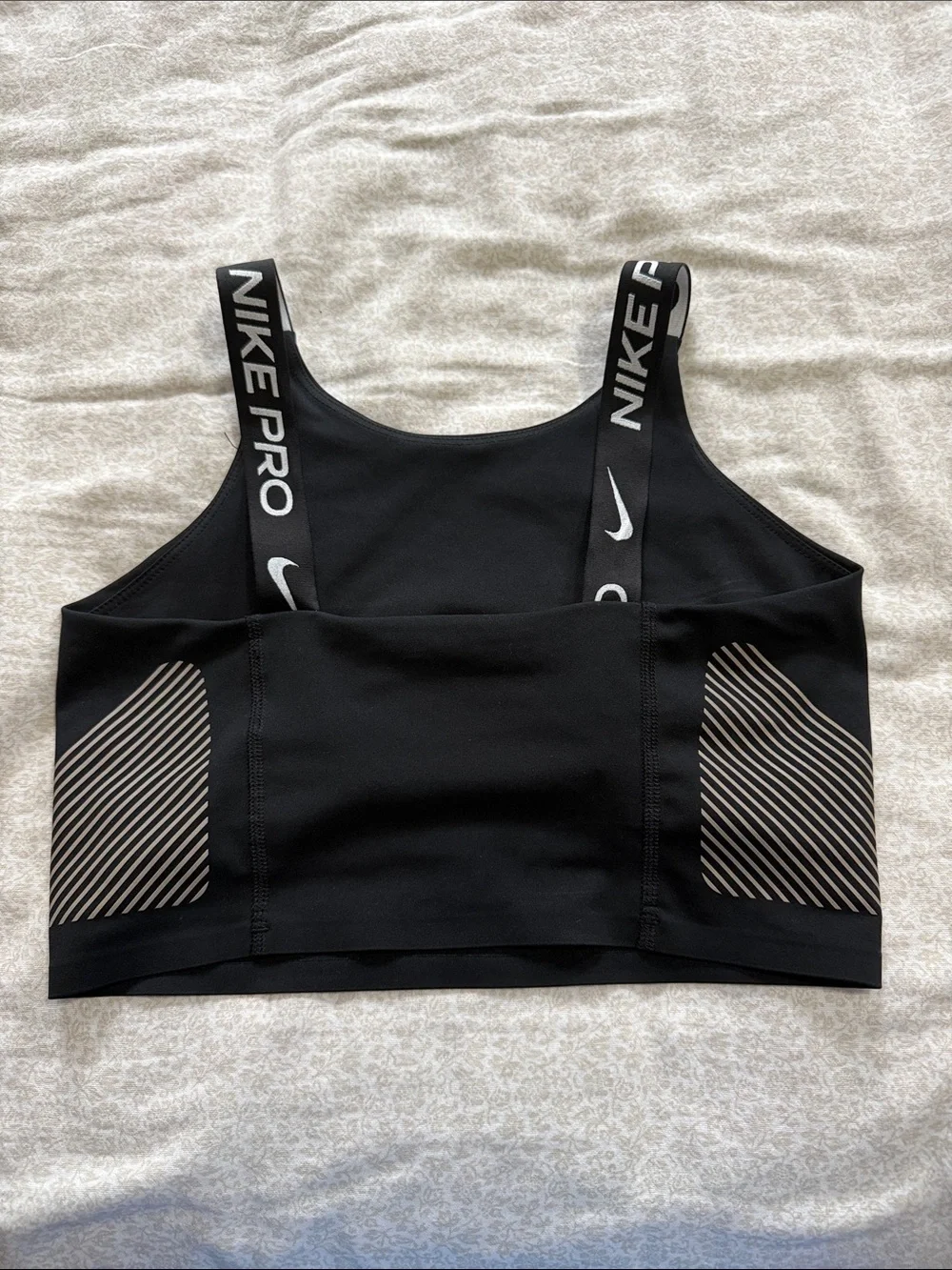 Nike Black Crop Sports Bra with White Swoosh